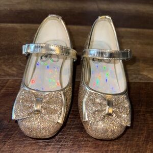 Sparkling Gold Kids Dress Shoes with Bow